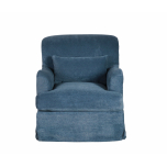 blue chenille upholstered slipcover chair 