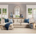 block and chisel corner sofa in linen