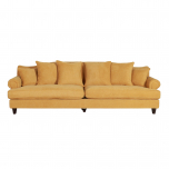 lucerne sofa upholstered in yellow chenille fabric