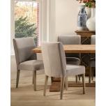 Stone upholstered Harley dining chair with oak legs