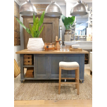Block & Chisel Kitchen Island in antique white and Weathered Oak 
