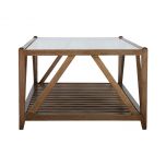 Block & Chisel rectangular solid antique weathered coffee table with a glass top