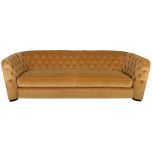 Block & Chisel gold velvet upholstered 3 seater sofa