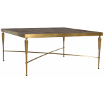 Block & Chisel square recycled elm coffee table with brushed stainless steel