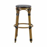 Block & Chisel black and white PE rattan barstool with Aluminium Bamboo frame