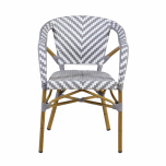 Grey and white synthetic arm chair