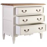 FPS 3 drawer bedside pedestal in antique white and weathered oak finish.