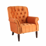 Block & Chisel orange velvet upholstered lounge chair