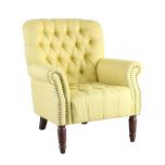 Block & Chisel goldenrod upholstered button tufted lounge chair