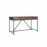 Block & Chisel antique weathered oak desk with matt black wrought iron base