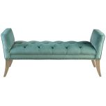 Block & Chisel green upholstered button tufted bed end with wing sides