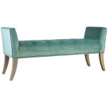 Block & Chisel green upholstered button tufted bed end with wing sides