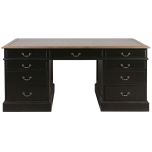 Block & Chisel antique weathered oak pedestal desk with matt black finish