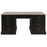 Block & Chisel antique weathered oak pedestal desk with matt black finish