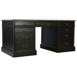Block & Chisel antique weathered oak pedestal desk with matt black finish