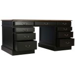 Block & Chisel antique weathered oak pedestal desk with matt black finish