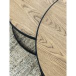 Block & Chisel round weathered oak nested coffee table with matt black base