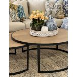 Block & Chisel round weathered oak nested coffee table with matt black base