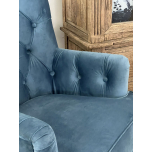 fully upholstered velvet occasional chair in cadet blue 