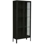 Block & Chisel black metal cabinet with glass doors and shelves
