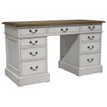 Block & Chisel weathered oak pedestal desk with antique white base