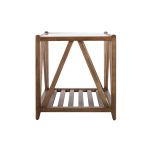 Block & Chisel square solid antique weathered oak side table with a glass top
