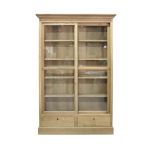 Block & Chisel solid weathered oak glass fronted bookcase