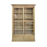 Block & Chisel solid weathered oak glass fronted bookcase