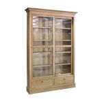 Block & Chisel solid weathered oak glass fronted bookcase