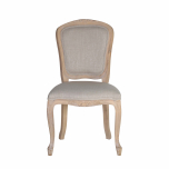 French style dining chair with wooden frame, upholstered in linen fabric