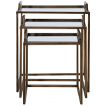 Block & Chisel rectangular iron nesting tables with mirrored tray tops