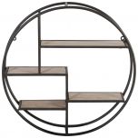 Block & Chisel round black iron 3 tier wall shelf with MDF shelves