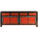 Block & Chisel red and green distressed wooden sideboard