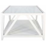 Block & Chisel rectangular flat white coffee table with a glass top