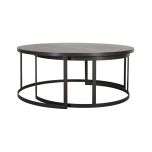 Block & Chisel round antique weathered oak nested coffee table with matt black base