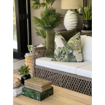 Outdoor 2 seater sofa in synthetic rattan with cushions 