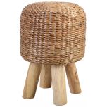 Block & Chisel woven water hyacinth stool with teak wood legs