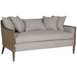 Block & Chisel french inspired upholstered sofa with mindi wood legs