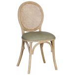 Block & Chisel linen upholstered spa back dining chair with rattan backrest