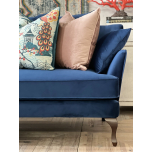 Blue velvet 3 seater monroe sofa 