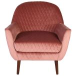Block & Chisel pink velvet upholstered occasional chair with birch wood legs