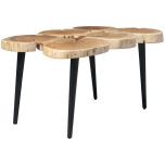 Block & Chisel round acacia wood coffee table with matt black metal legs