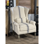 linen upholstered wingback with blue stripe Château Collection