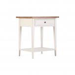 Block & Chisel weathered oak pedestal with an antique white base