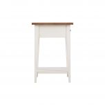Block & Chisel weathered oak pedestal with an antique white base