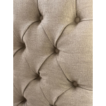 Block & Chisel button tufted beige linen upholstered king size headboard Château Collection