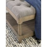 grey deep buttoned ottoman with wooden base Château Collection 