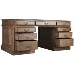 Block & Chisel solid weathered antique oak pedestal desk