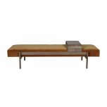 Arabel Day bed in gold camel velvet and a slidable metal table