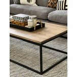 Block & Chisel rectangular weathered oak coffee table with black wrought iron base